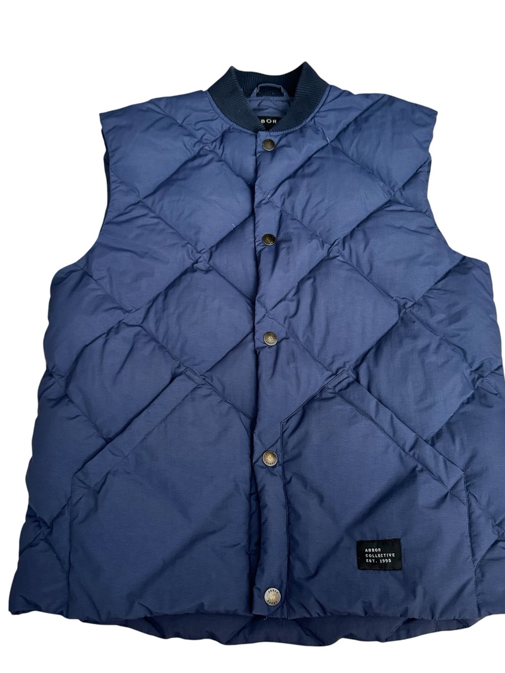 Arbor Collective Puffer Vest Mens Medium Blue Quilted Snap Front Jacket - Picture 2 of 8